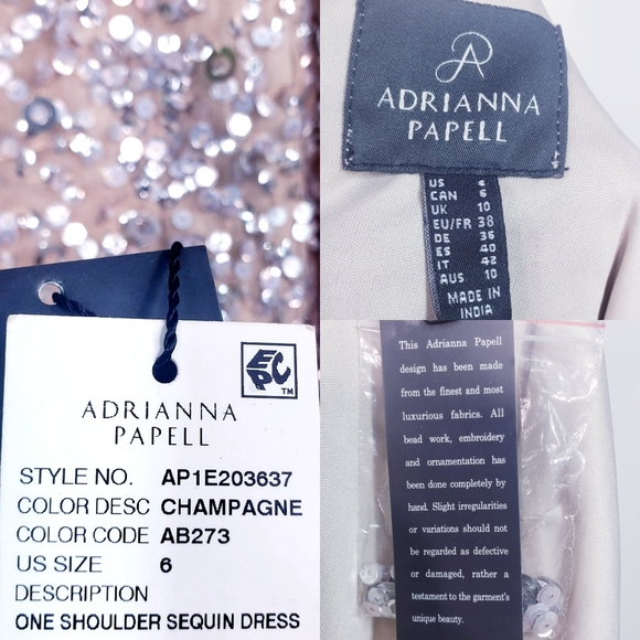 NWT ADRIANNA PAPELL Nude Sequin Sheath Dress 6 S - Picture 4 of 12